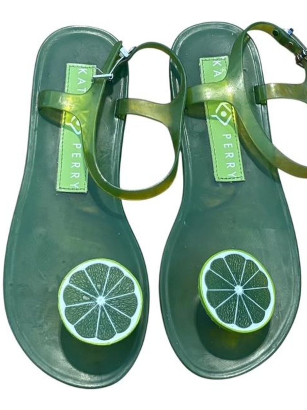Katy Perry Womens Size 6 Jelly Style Lime Green Sandals Whimsical Fruit